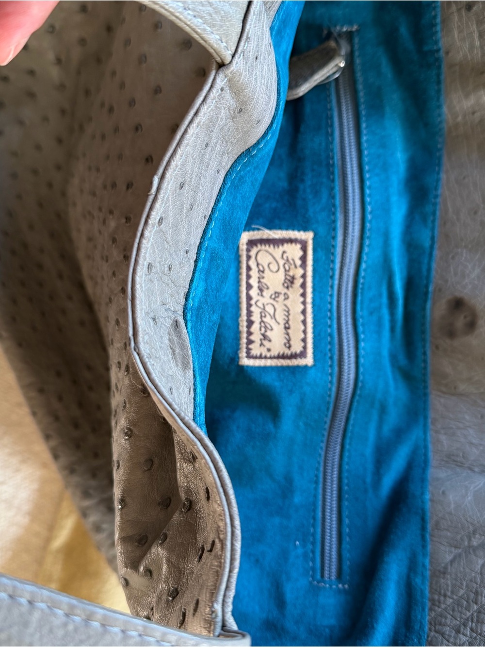 Carlos Falchi Gray Textured Leather Tote - Picture 7 of 12